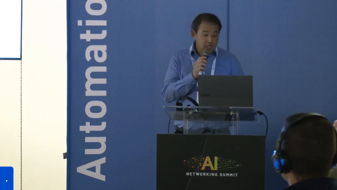 A keynote speaker presenting on AI for Manufacturing at the NYC Tech Summit