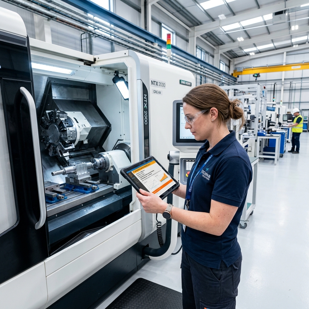 Engineer receiving a predictive maintenance notification on a tablet